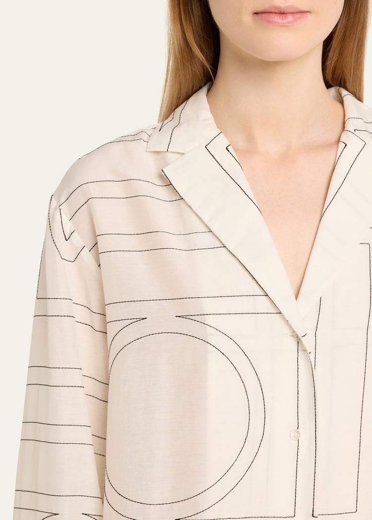 monogram cotton pj top
