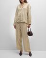 monogram-embroidered silk pajama top