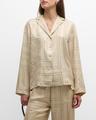 monogram-embroidered silk pajama top