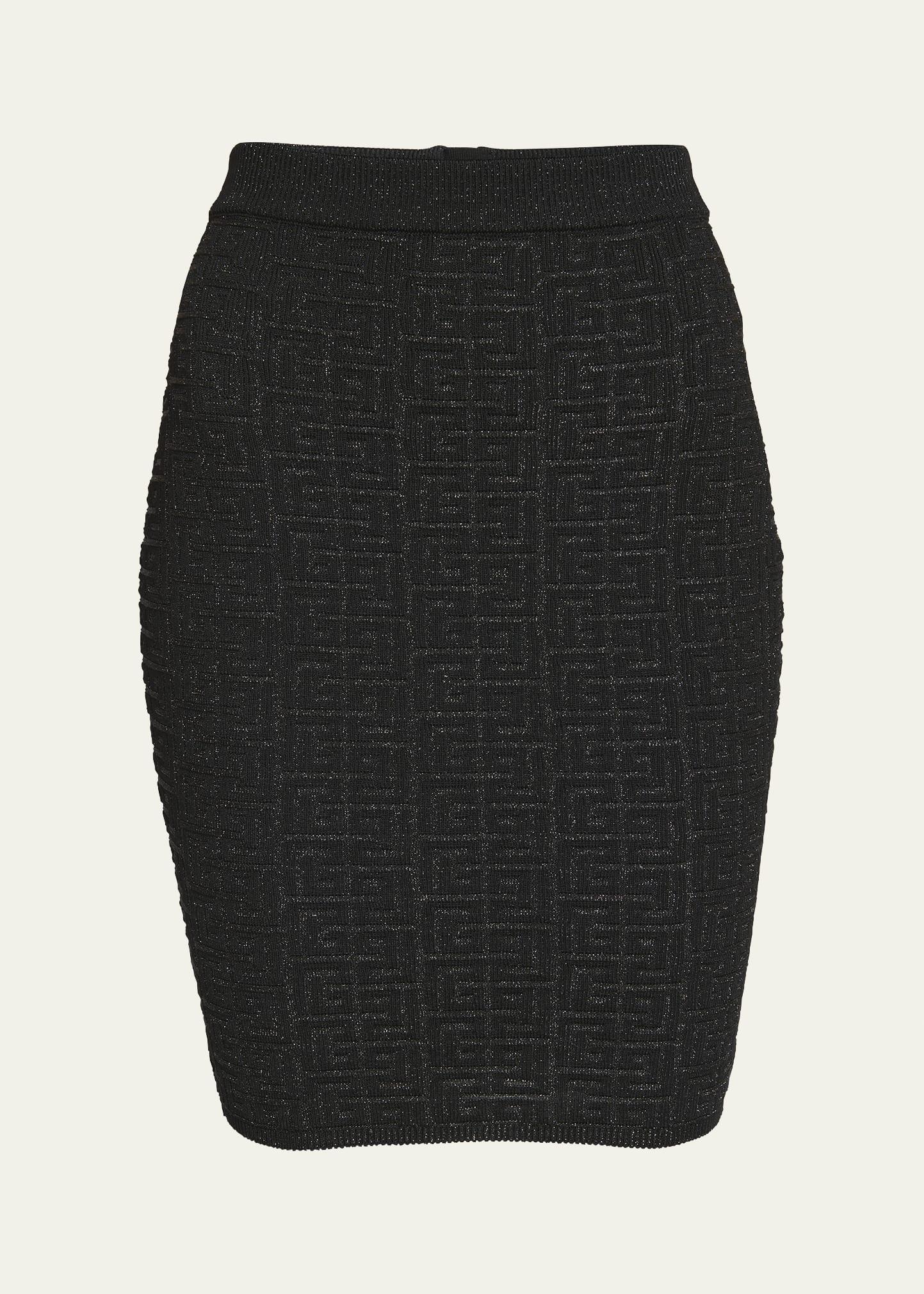 monogram glitter knit midi skirt