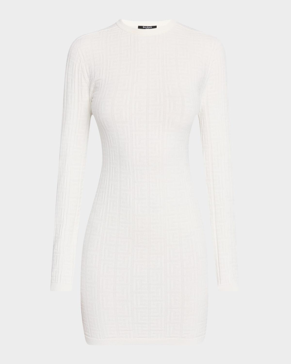 monogram long-sleeve knit bodycon dress
