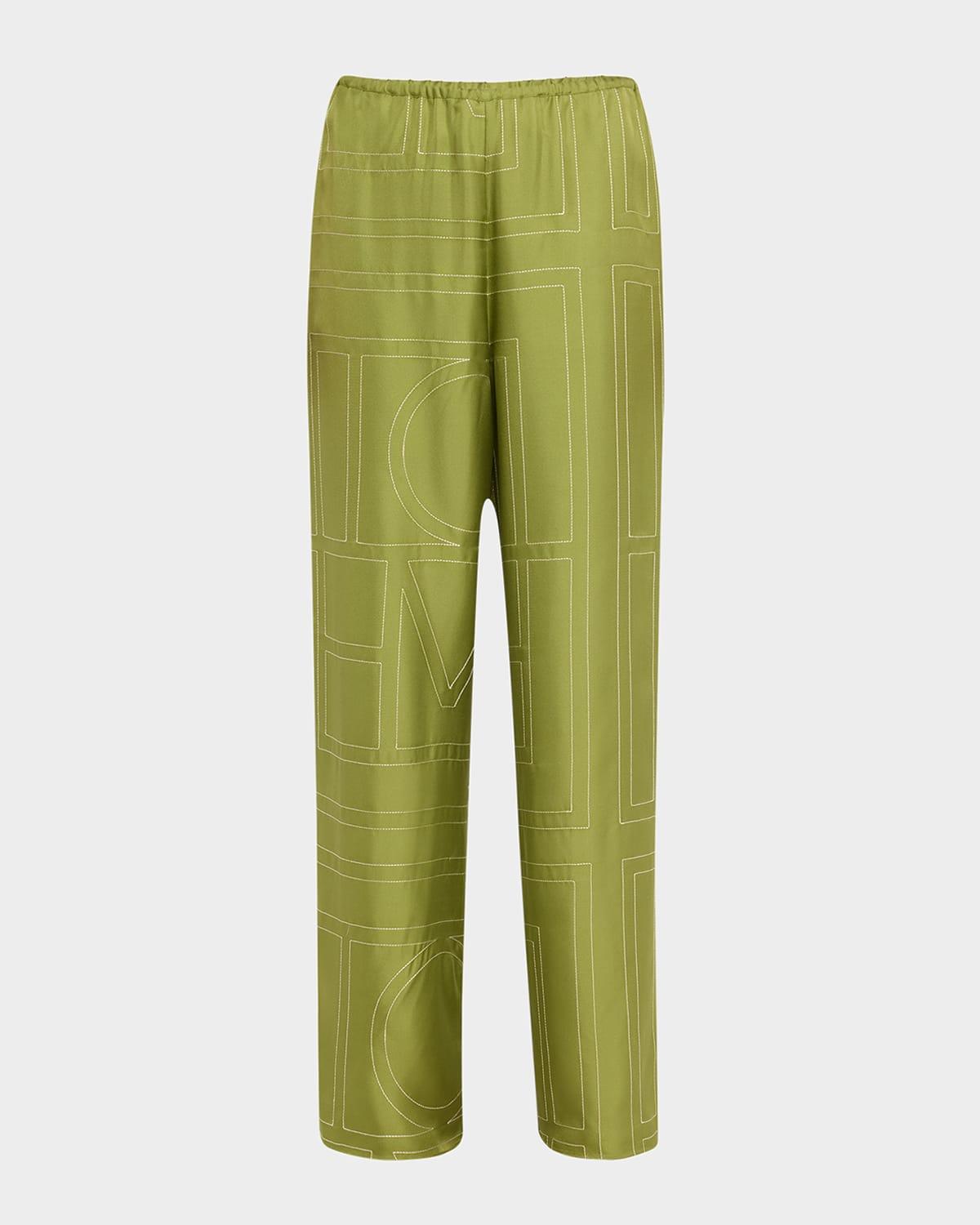 monogram silk pajama bottoms