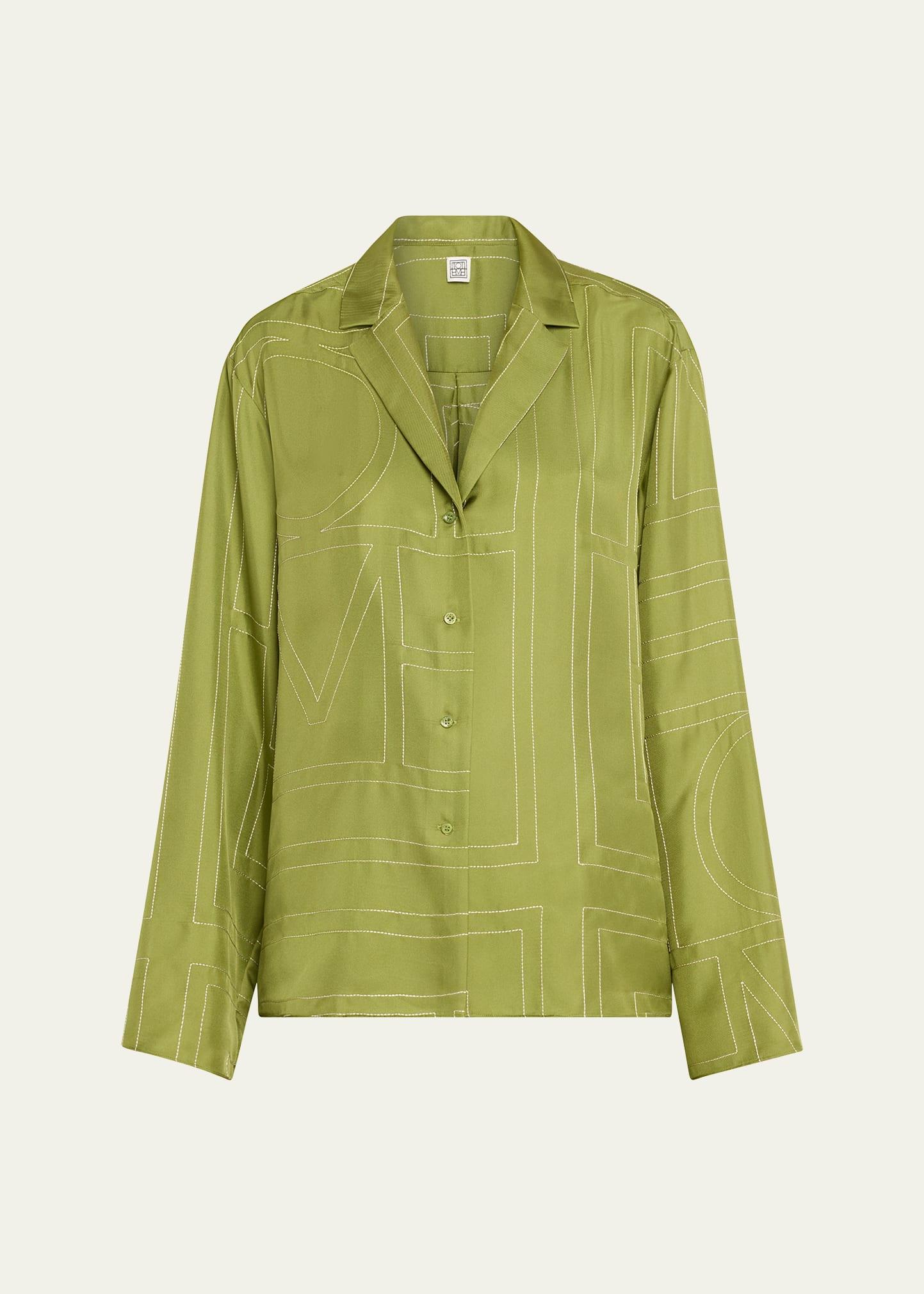 monogram silk pajama top