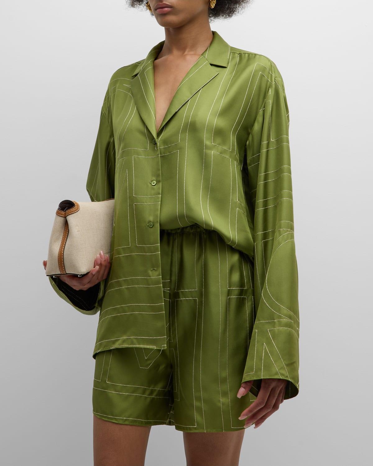 monogram silk pajama top