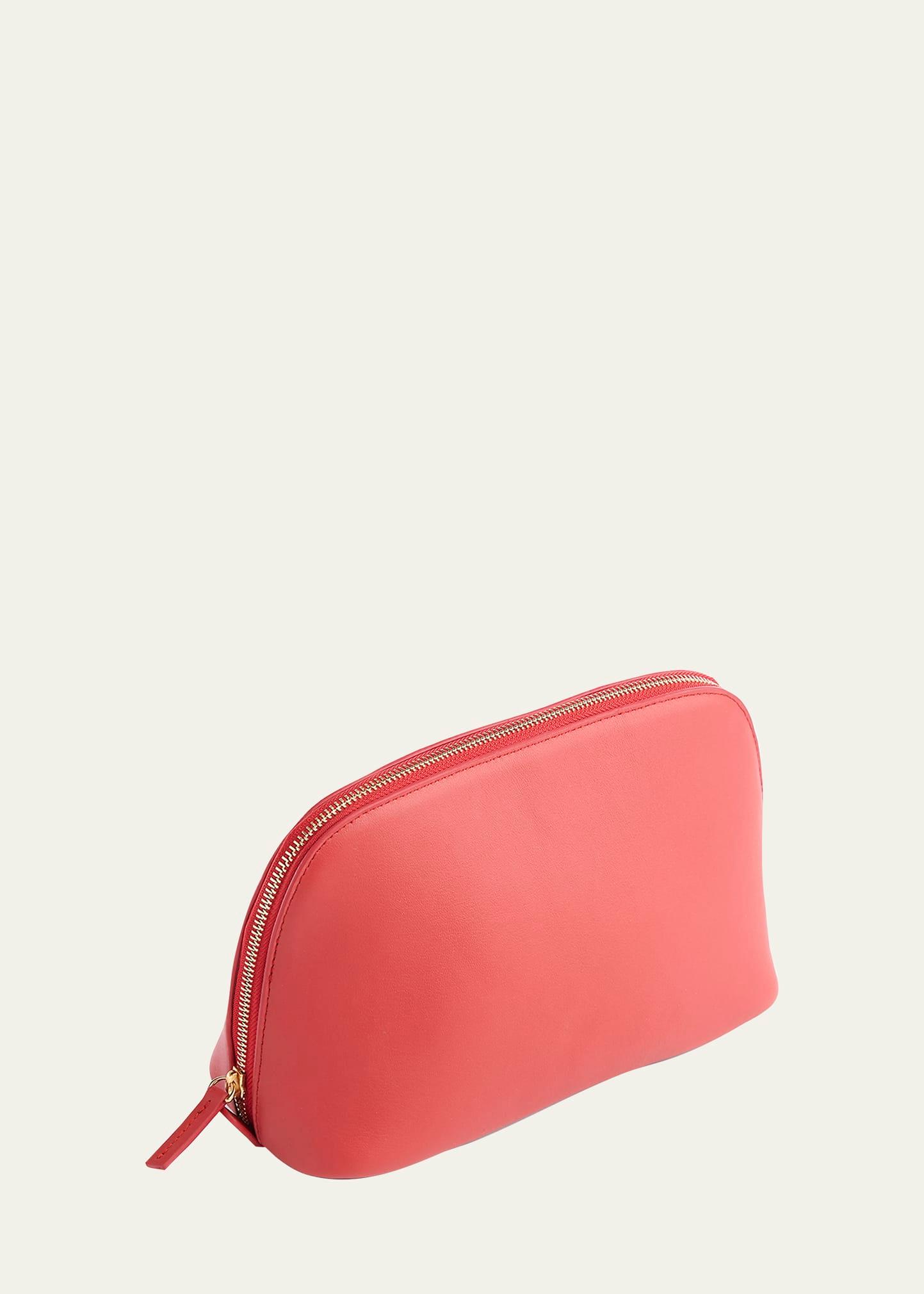 monogrammed large leather cosmetic bag