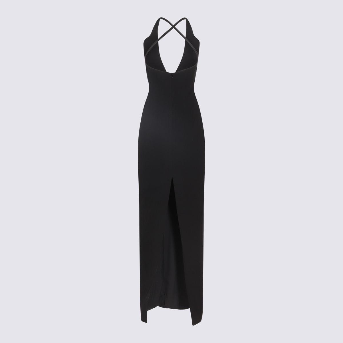 monot black petal cut out long dress