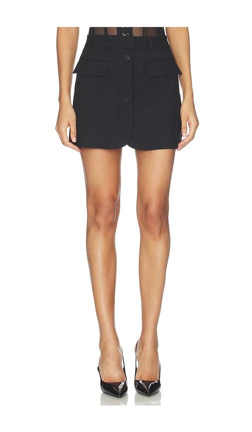 monse deconstructed tailored mesh corset mini skirt in black.