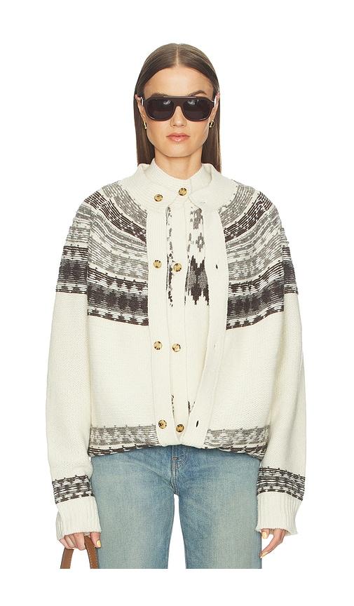 monse fold-up fair isle cardigan in ivory.