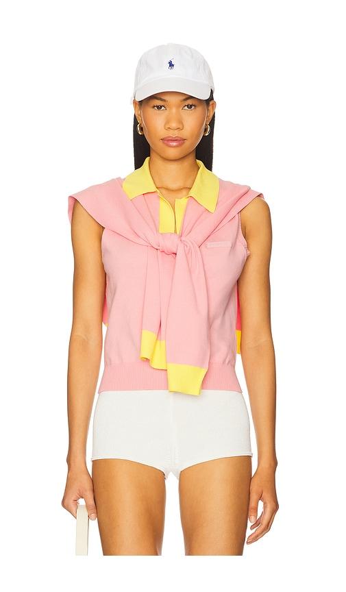 monse knitted polo & tie scarf in pink.