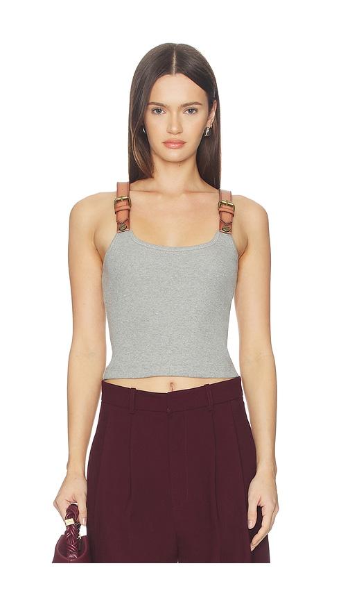 monse leather strap tank top in grey.
