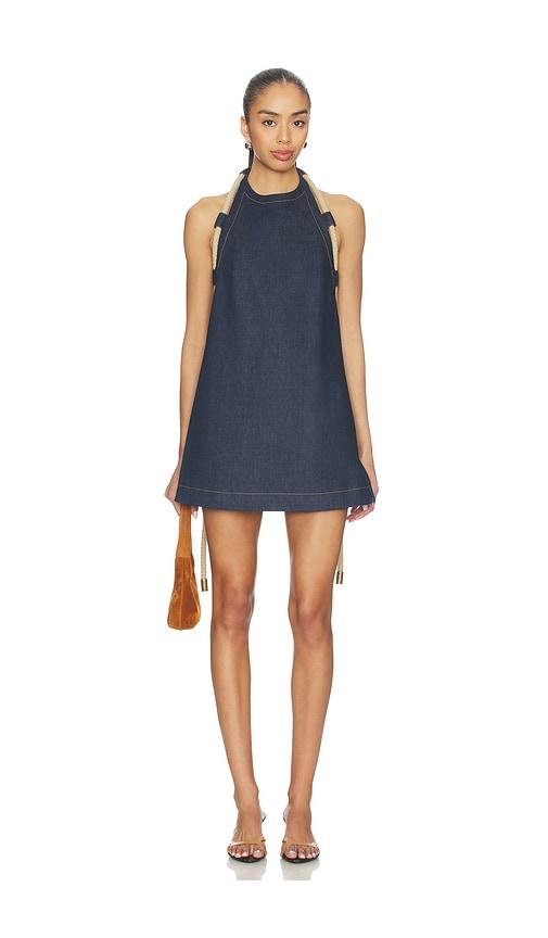 monse rope a-line mini dress in blue.