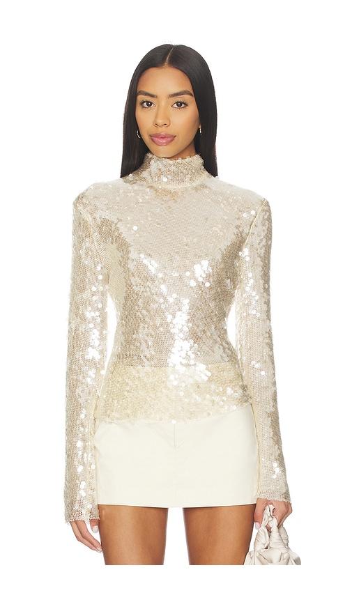 monse sequin mesh top in nude.