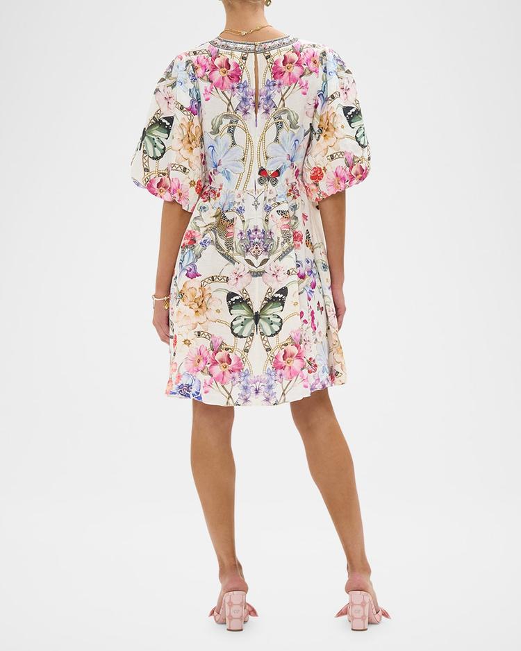 monserrate magic v-neck puff-sleeve mini dress