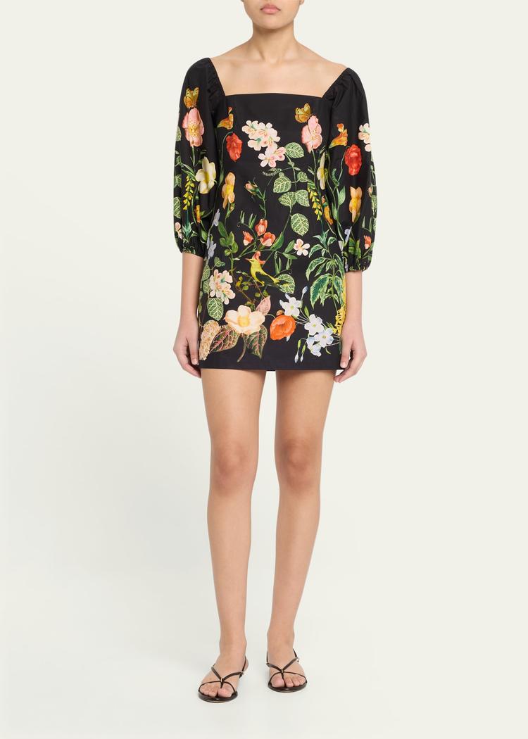montauk puff-sleeve cotton poplin mini dress