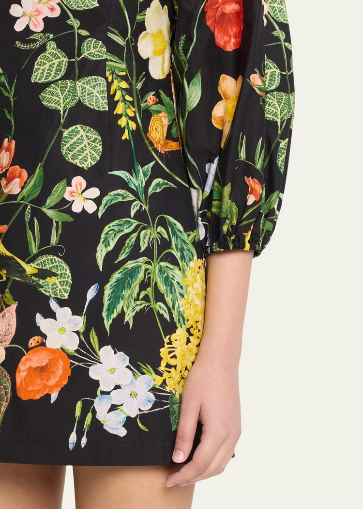 montauk puff-sleeve cotton poplin mini dress