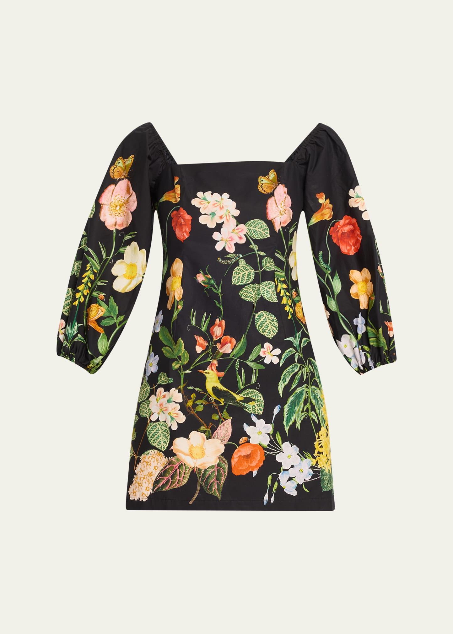 montauk puff-sleeve cotton poplin mini dress