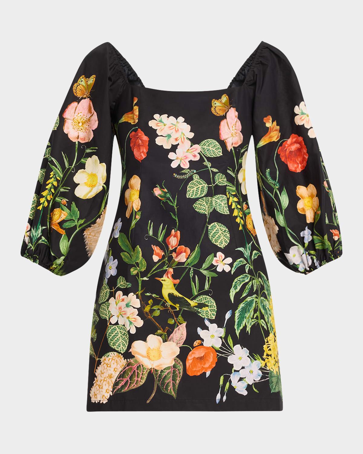 montauk puff-sleeve cotton poplin mini dress