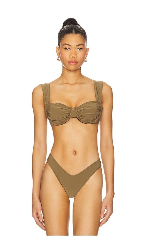 montce bella bikini top in olive.