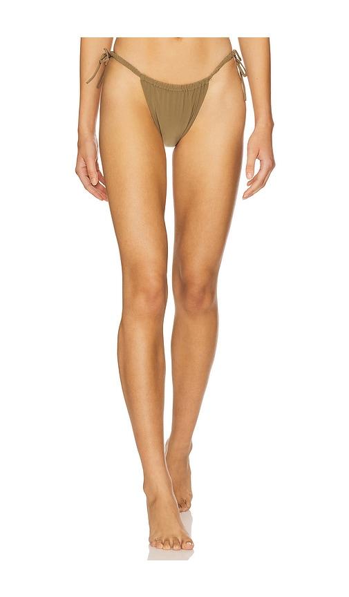montce brasil scrunch bikini bottom in olive.