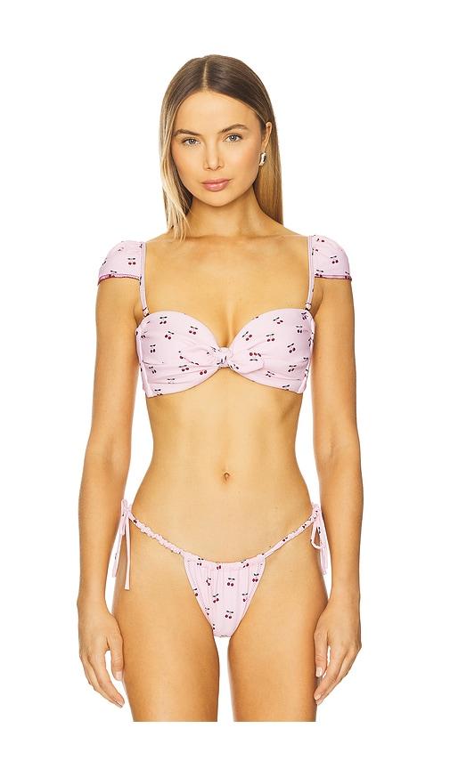 montce cabana bikini top in pink.