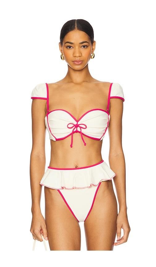 montce cabana bows bikini top in cream.