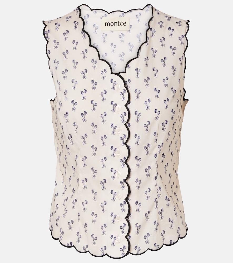 montce cynthia floral scalloped cotton vest