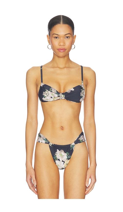 montce devin bikini top in black.