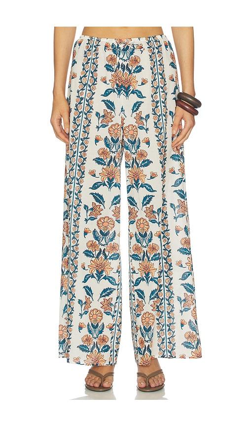 montce drawstring wide leg pant in cream.