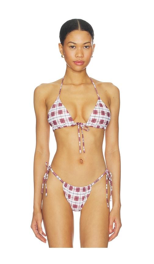 montce emma bikini top in burgundy.