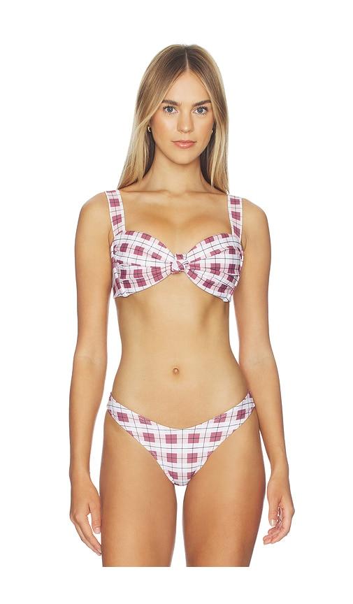 montce hayden bikini top in burgundy.