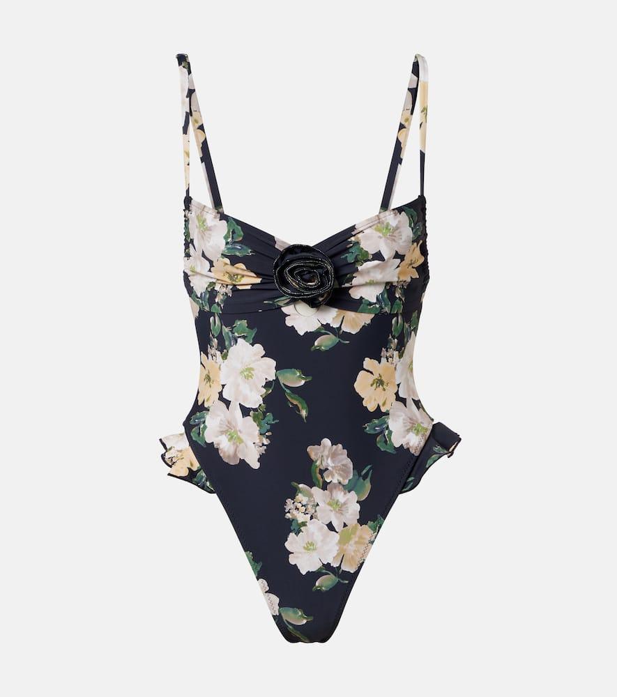montce liz floral ruffled swimsuit