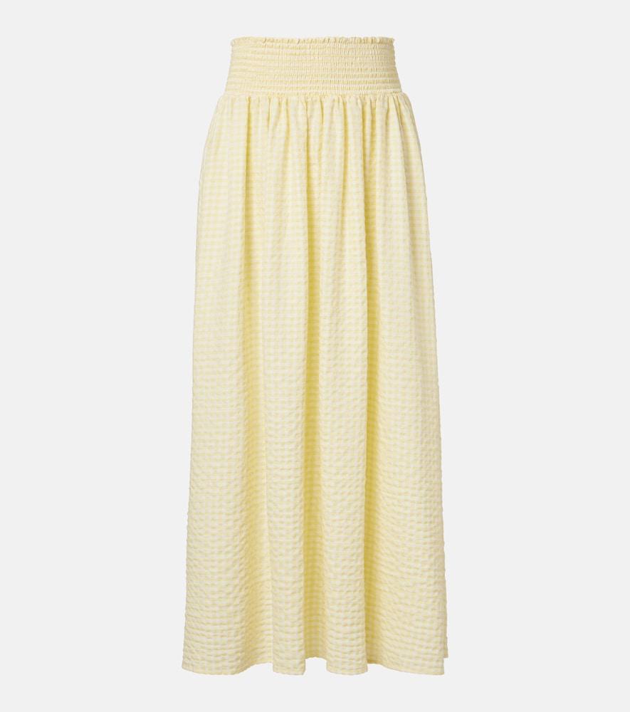 montce millie gingham cotton maxi skirt