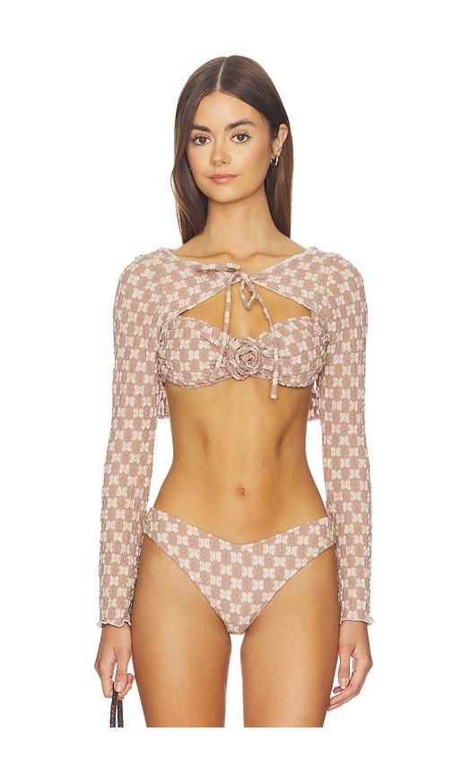 montce nia top in taupe.
