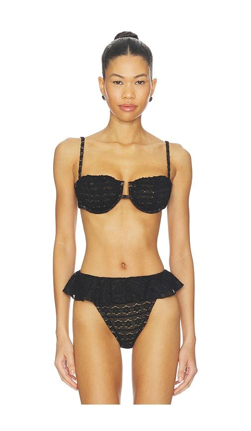 montce petal bikini top in black.