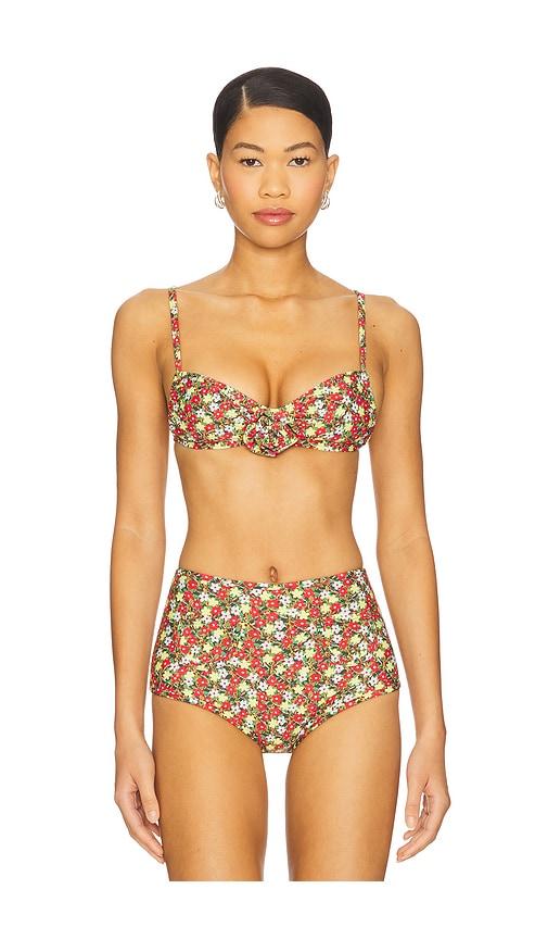 montce rosa devin bikini top in red,lemon.