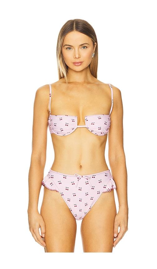 montce simonette bikini top in pink.