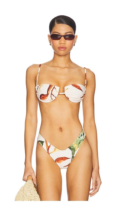 montce simonette bikni top in cream,brown.