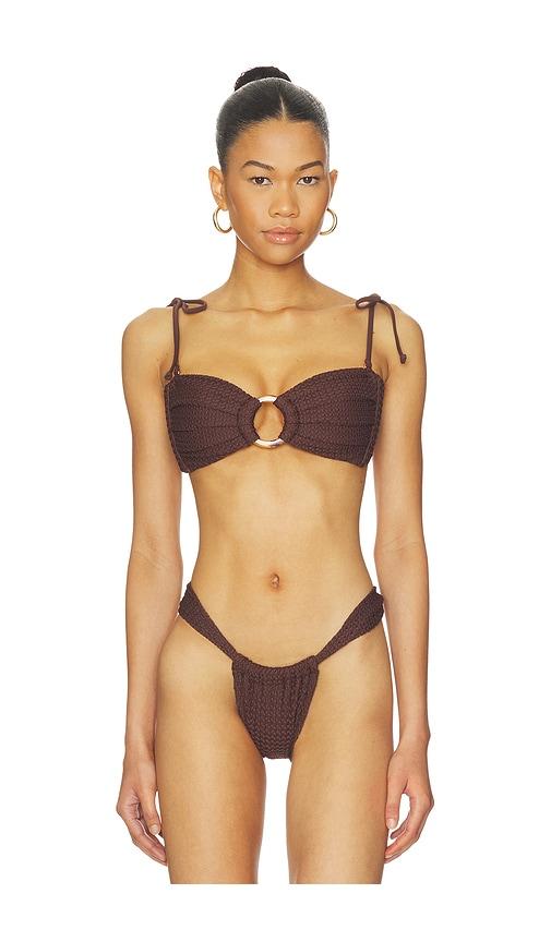 montce tori bandeau bikini top in brown.
