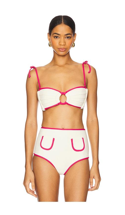 montce tori ties bandeau bikini top in cream.
