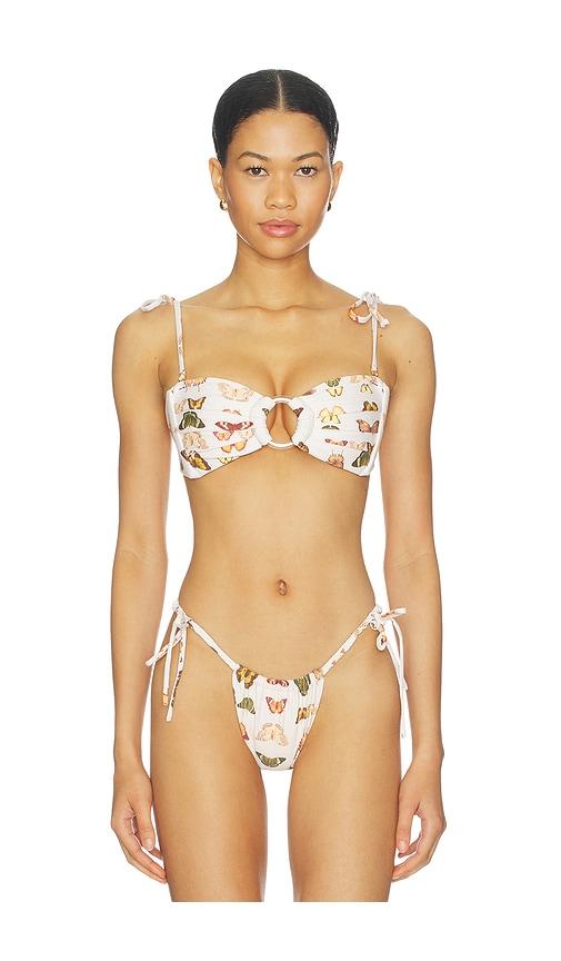 montce tori ties bandeau bikini top in cream.