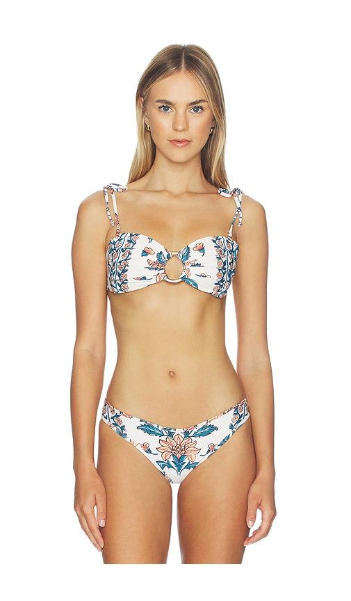 montce tori ties bandeau bikini top in cream.