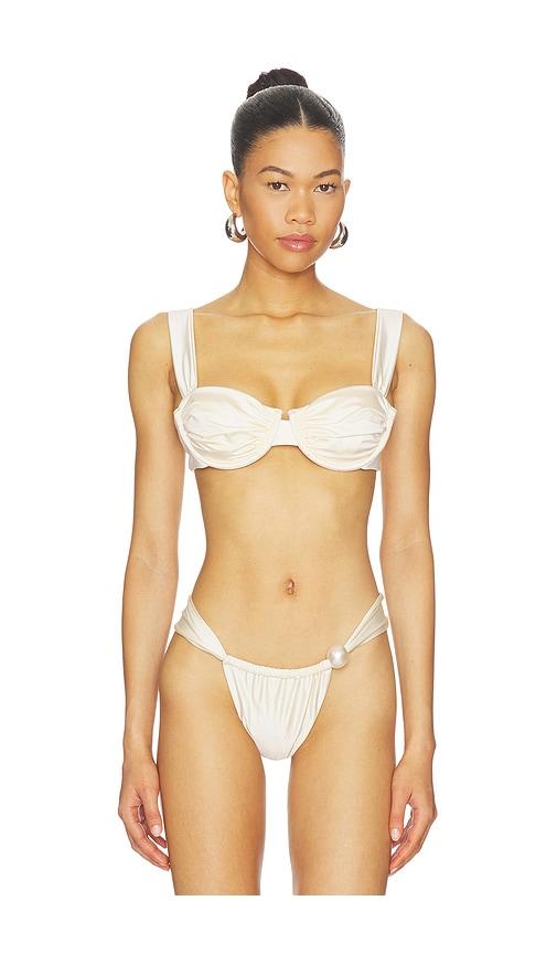 montce x elsa hosk bella bikini top in cream.