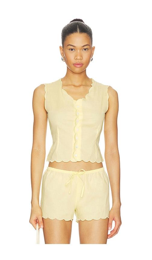 montce x elsa hosk scalloped vest top in yellow.