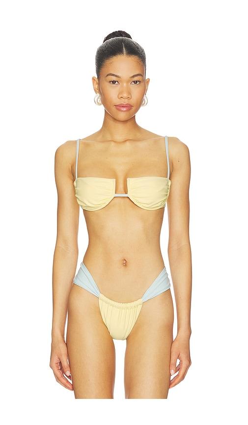 montce x elsa hosk simonette bikini top in yellow.