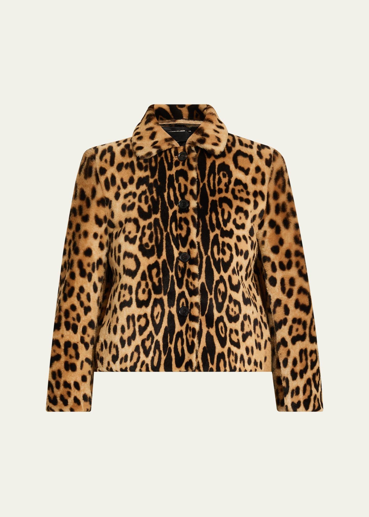 montmartre leopard shearling cropped jacket