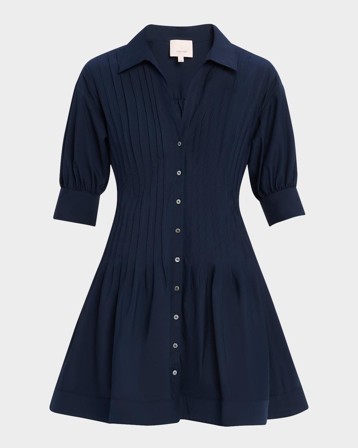 monty pleated puff-sleeve dress