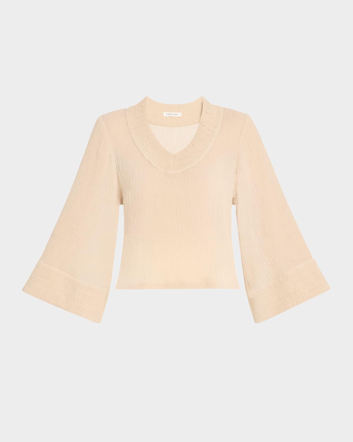 moon crinkled ramie-cotton blouse