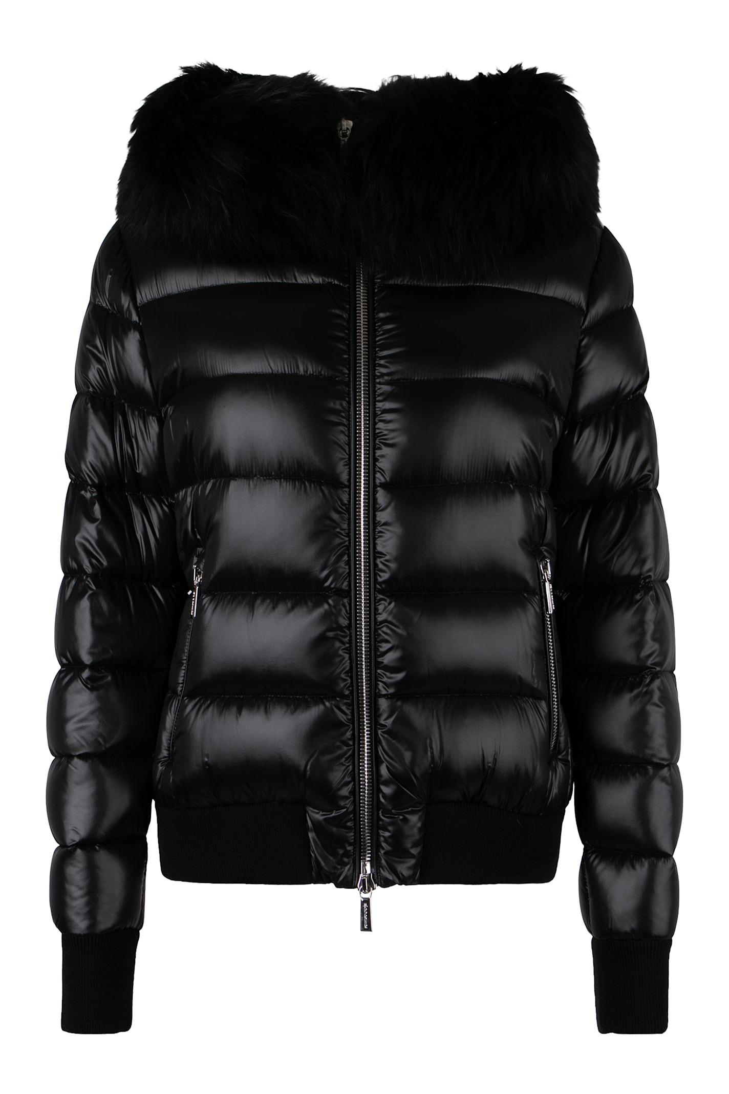 moorer barrel hooded short down jacket