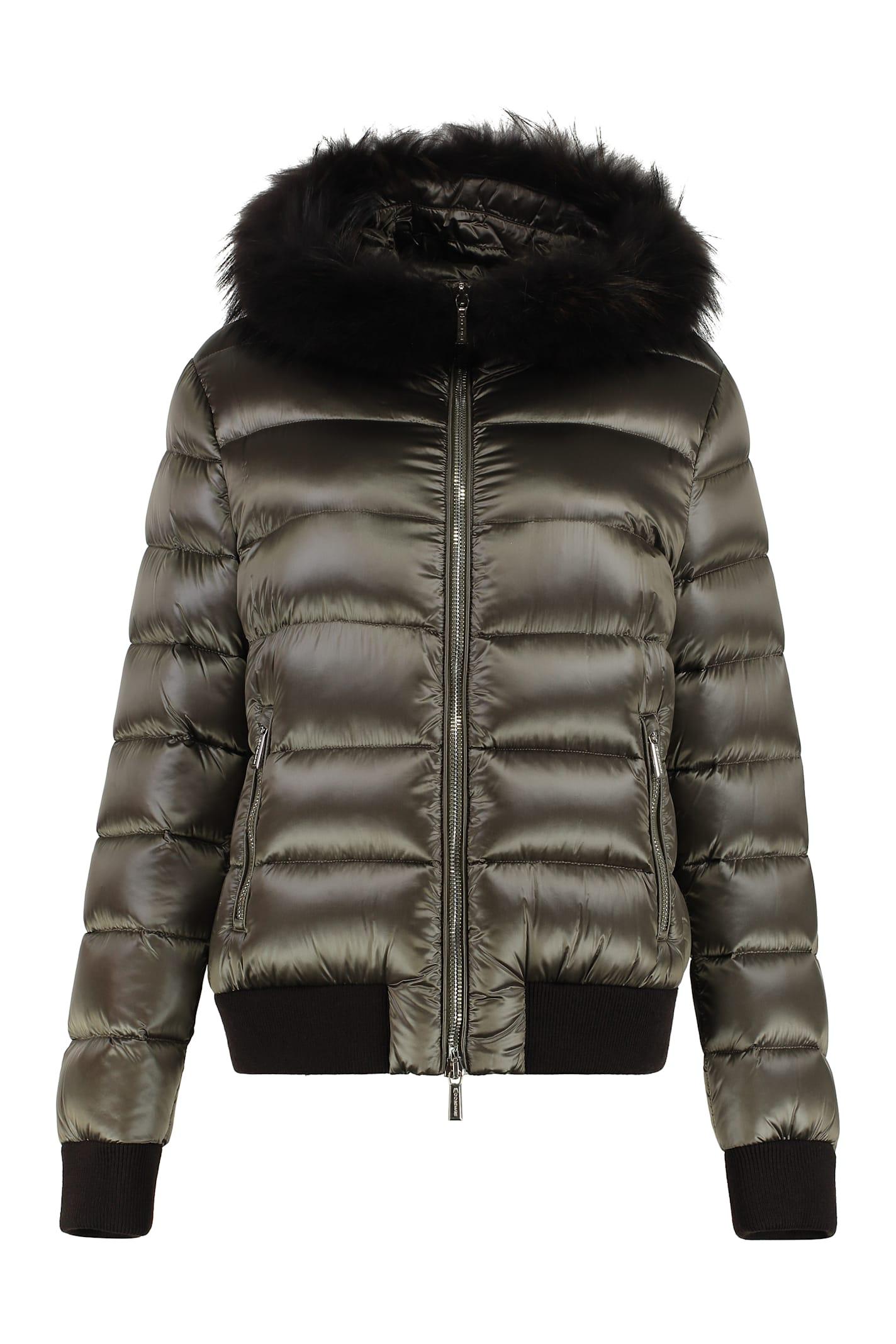 moorer barrel hooded short down jacket