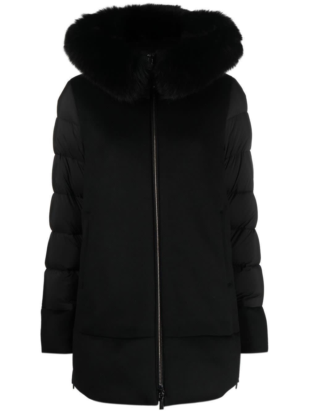 moorer medium-length fresia down jacket with hood and fur